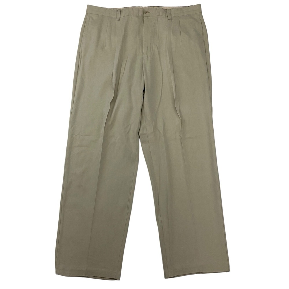 Tommy Bahama Khaki Dress Pants 38x30 Straight Leg Silk Rayon Straight Pleated